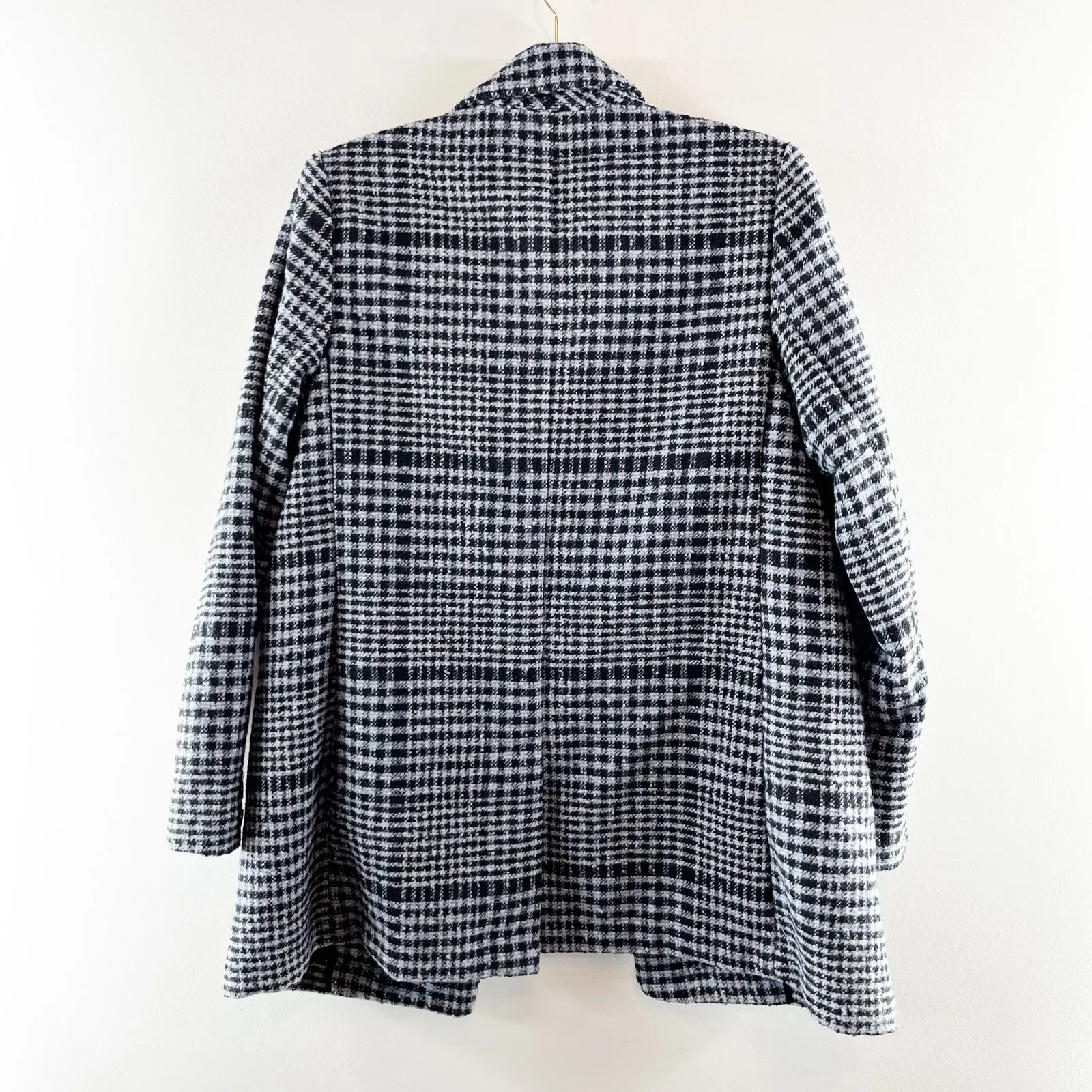 Old Navy Soft Brushed Oversized Single Breasted Plaid Blazer Jacket Gray Small - Image 6
