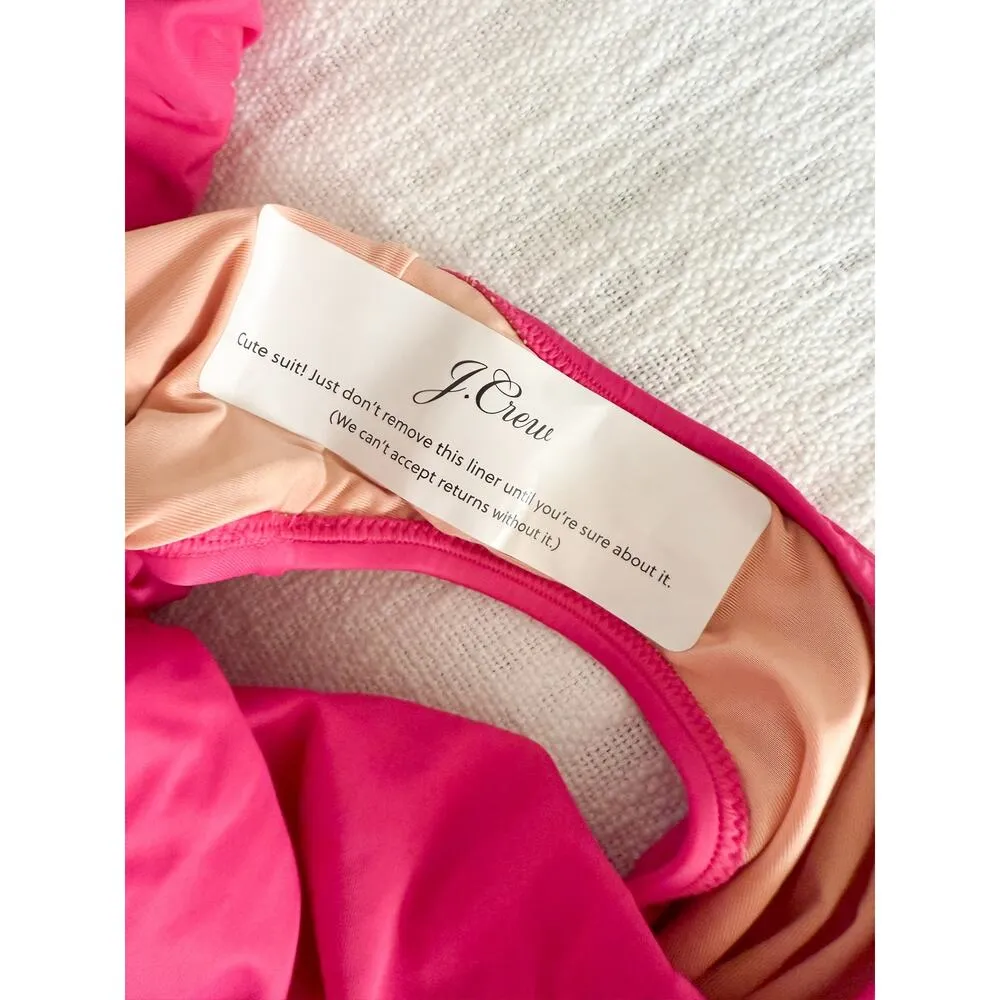 J. Crew | NWT | Ruched V-neck one-piece in Radiant Fuchsia | Sz 20 - Image 4