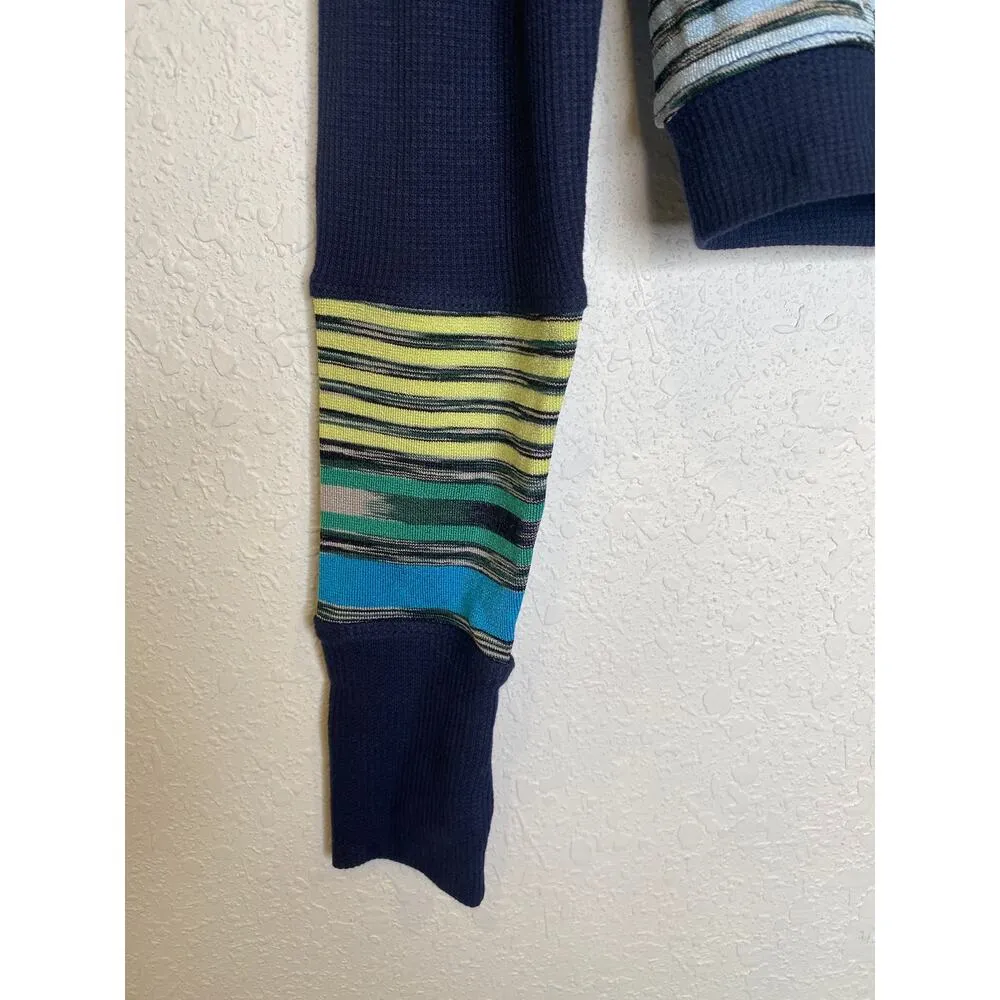 FP Movement Mountain Mama Striped Layering Stretchy Crop Top NWOT Sz XS Navy - Image 4