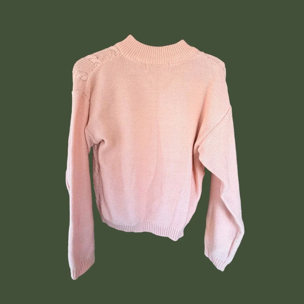 The American Line Stefano Vintage Pink Cable Knit Mock Neck Sweater Size M Size M - Image 9