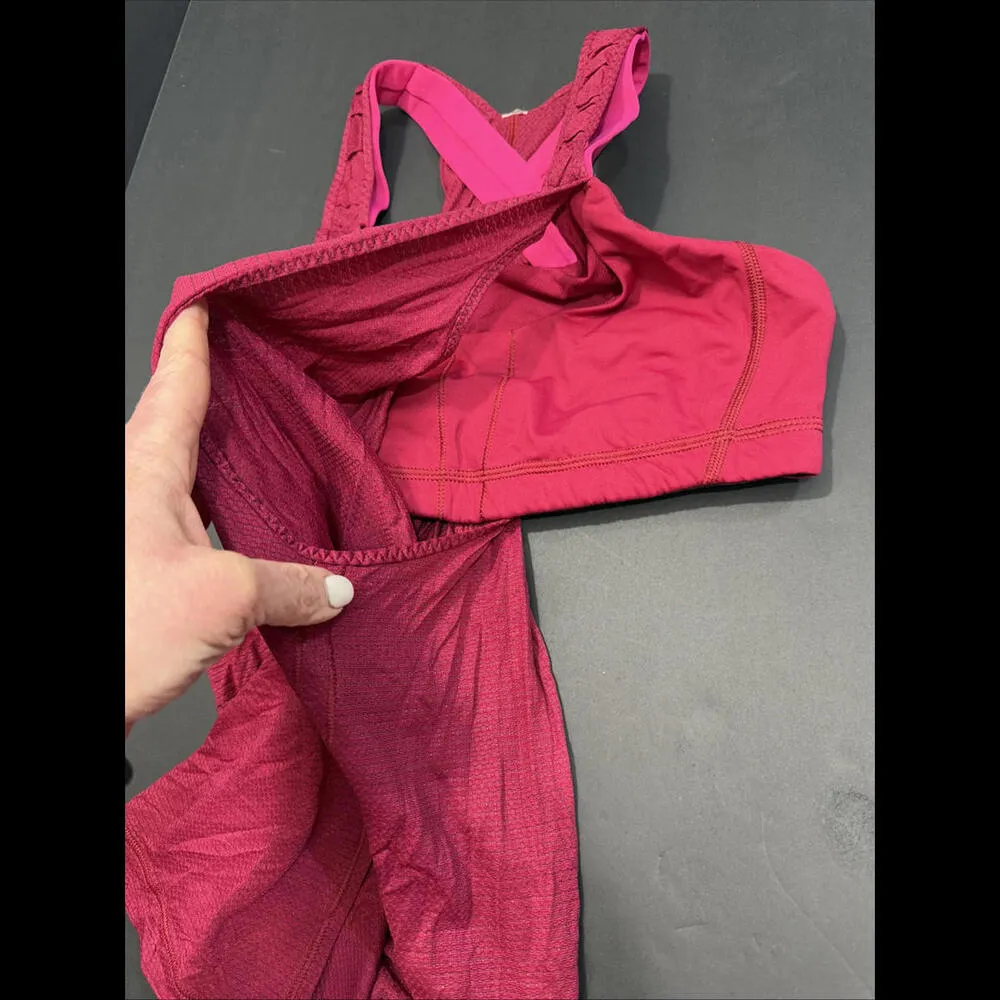 Lululemon Tank Top Bra Red Pink Luxury Designer Athletic Lounge Preppy 6 - Image 10