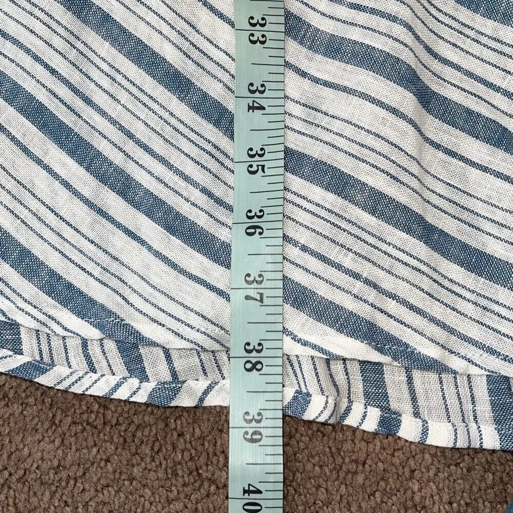 Ava & Viv Womens Striped Linen Blend Button Front Summer Shirt Dress Blue 2X NWO - Image 8