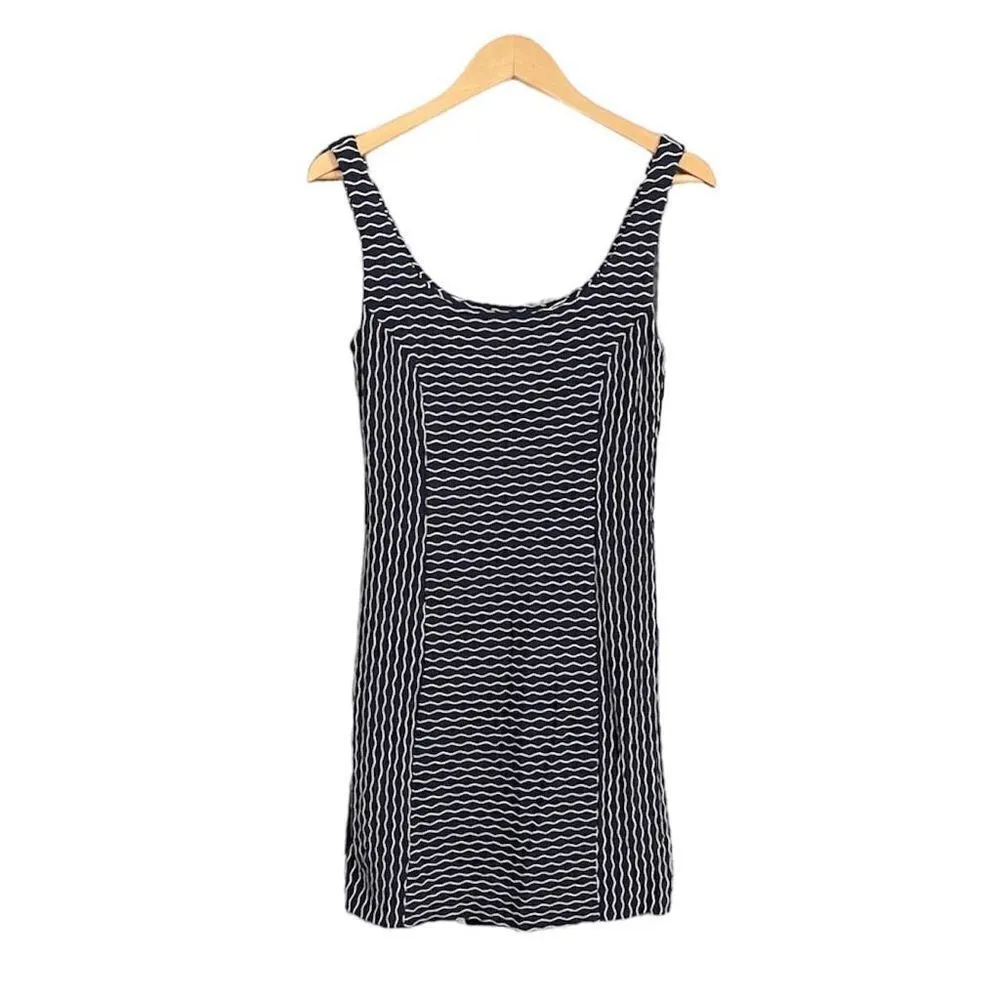 Milly Maria Dress Bodycon Wavy Stripes Navy Blue White Size Medium - Image 3