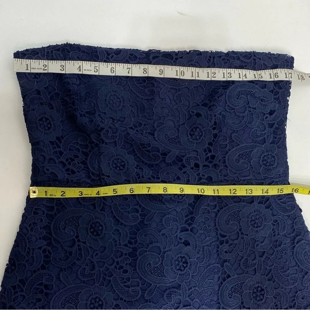 Likely Navy Lace Strapless Shift Mini Dress Navy 12 - Image 11