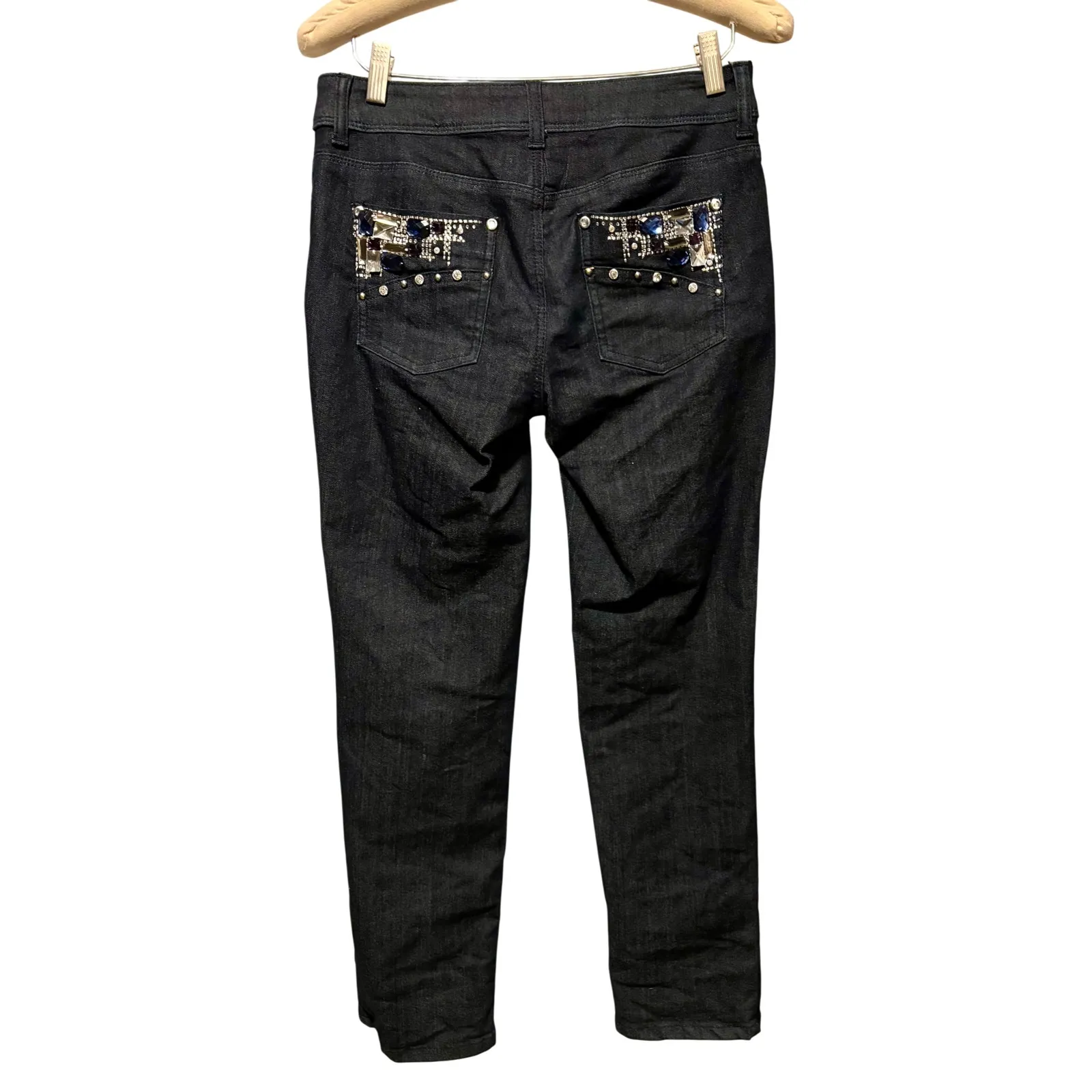 Chicos Platinum Dark Wash Denim Jean Embellished Jacket Pant Lot 2 XS/S - Image 7