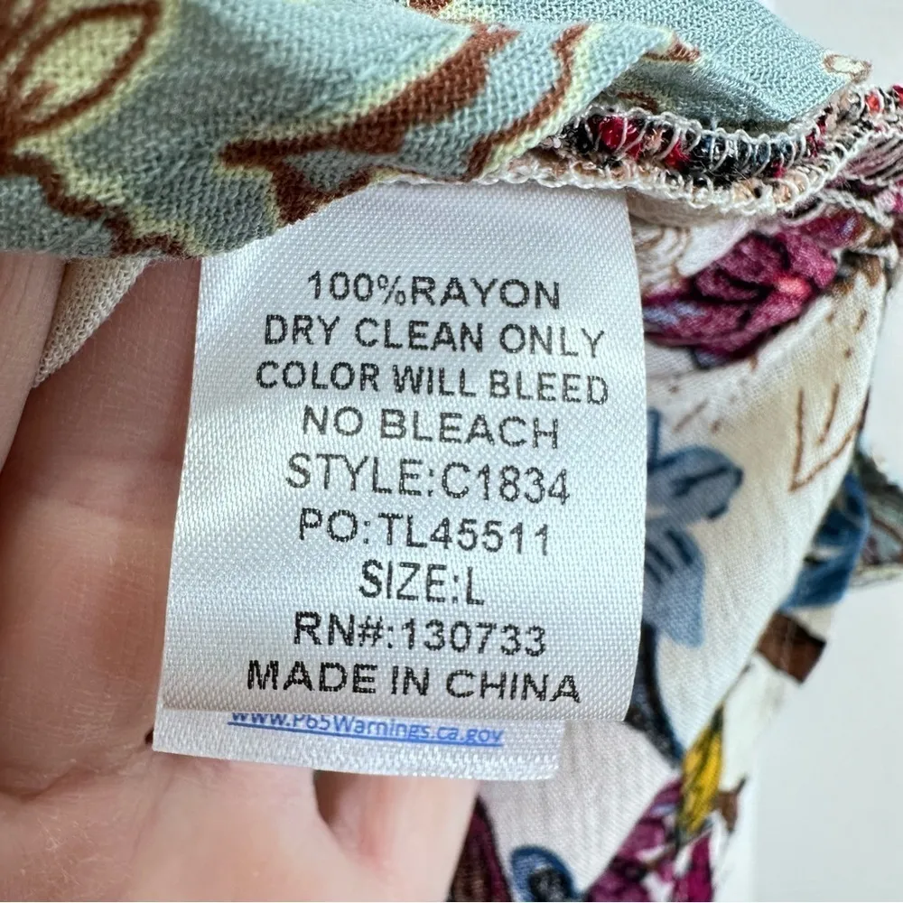 Umgee Mixed Media Ruffle Patchwork Floral Boho Kimono Duster Women's Size L‎ NWT - Image 6