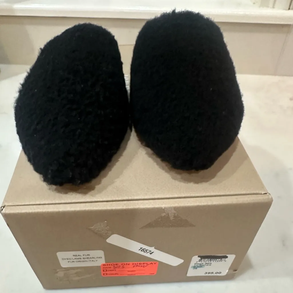 Jenni Kayne Shearling Mule – Black Leather Slip-On | Size 5 | New in Box - Image 4