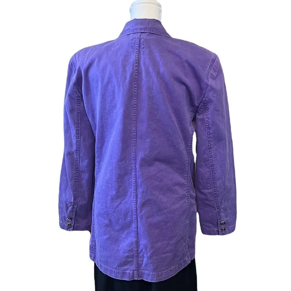 Liz Claiborne LizWear sz4 purple denim jacket w/removable shoulder pads EUC - Image 3