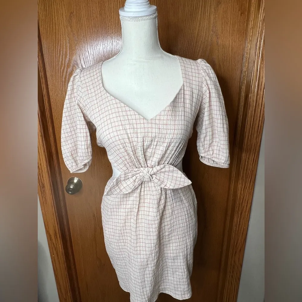 NWT Zara linen blend mini dress with puff sleeves XS - Image 4