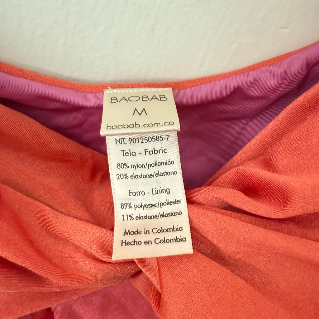 BAOBAB Vera Orange Pink Purple Glossy Cut Out Maxi Dress Size M Size M - Image 4