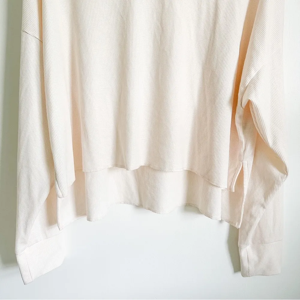 Outfitters Cream Ivory Cowl Neck Waffle Knit high low top Large - Image 3