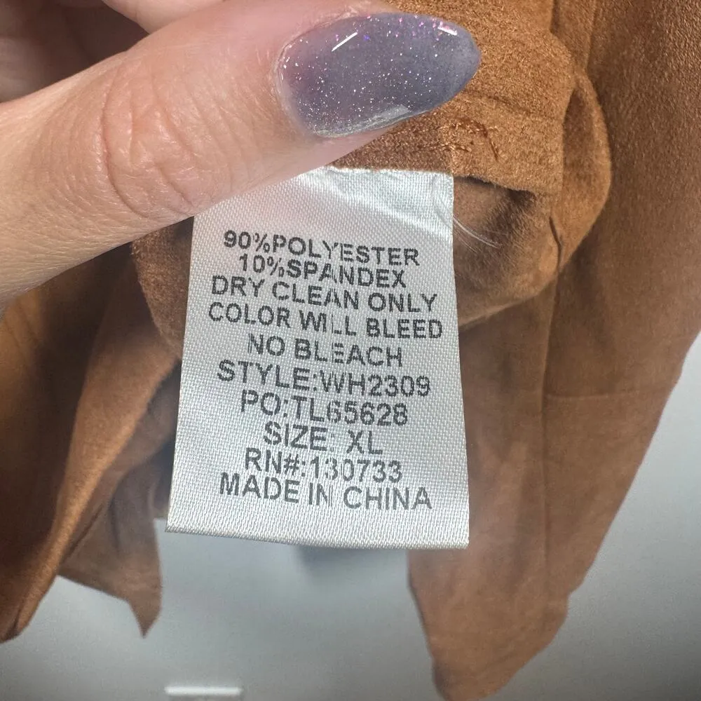 Umgee Jacket Women XL Brown Suede Zip Up Moto NWT Fall Light Weight Coat Blazer - Image 9