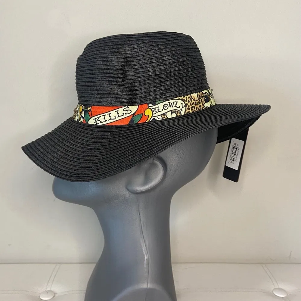 Ed Hardy Love Kills Slowly Tattoo Skull Black Straw Style Beach Hat - Image 7
