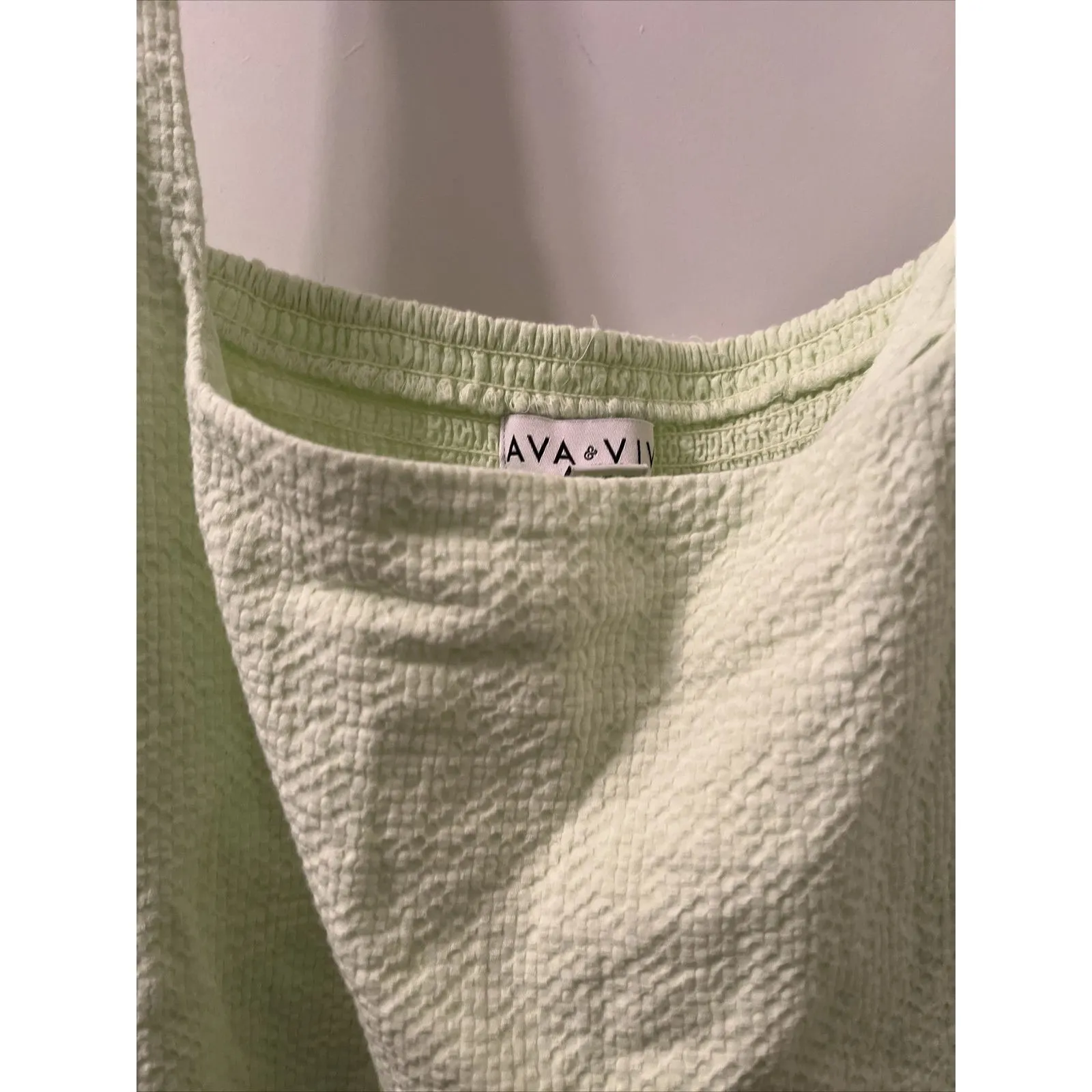 Ava & Viv Women's Sleeveless Sersucker Tiered Midi Dress Size 4X Lime Green - Image 7