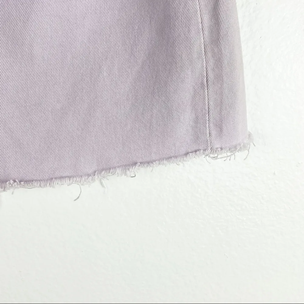 MADEWELL Rigid Denim A-Line Raw Hem 100% Cotton Marble Lilac Mini Skirt Size 32 - Image 12