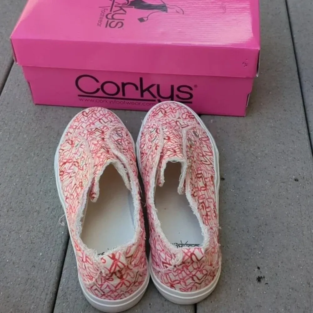 NWT Corky's Babalu Heart Print Slip On Sneakers Pink Size 8 - Image 6