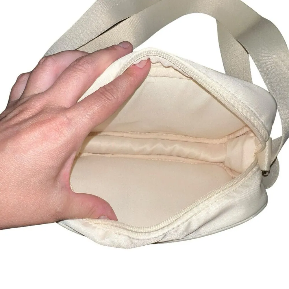 Biossance Ivory Satin Light Cushioned Adjustable‎ Crossbody Bag Small Gold Metal - Image 3