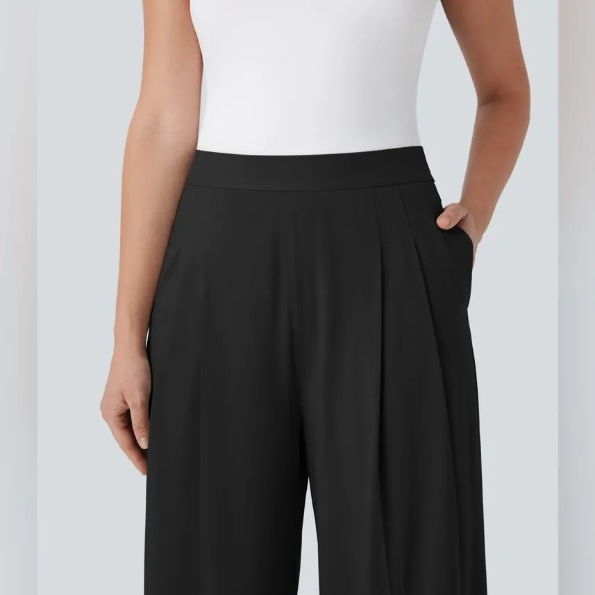 HALARA Breezeful High Waisted Wide Leg Quick Dry Work Pants Pockets Black Size S - Image 3