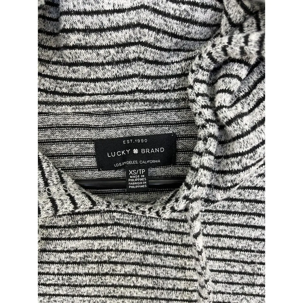 Lucky Brand Women's Hoodie Sweater Long Sleeve Thin Size XS Gray Striped - Image 7