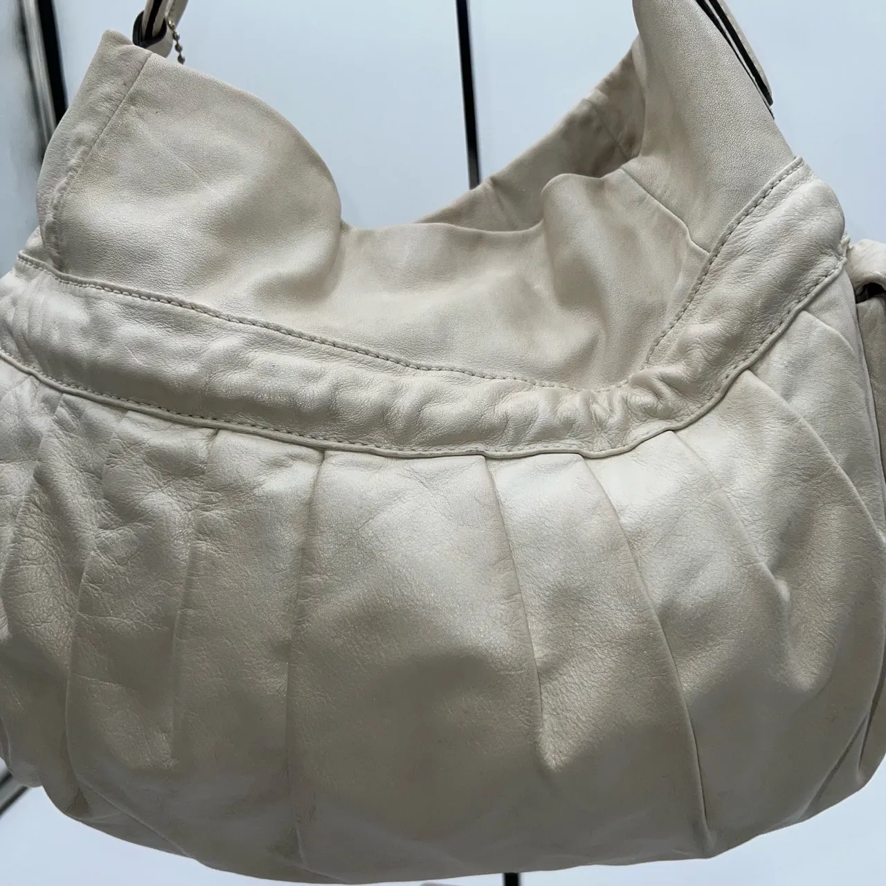 Coach Kristin Rouched Drawstring Hobo Bag in Chalk - Image 10