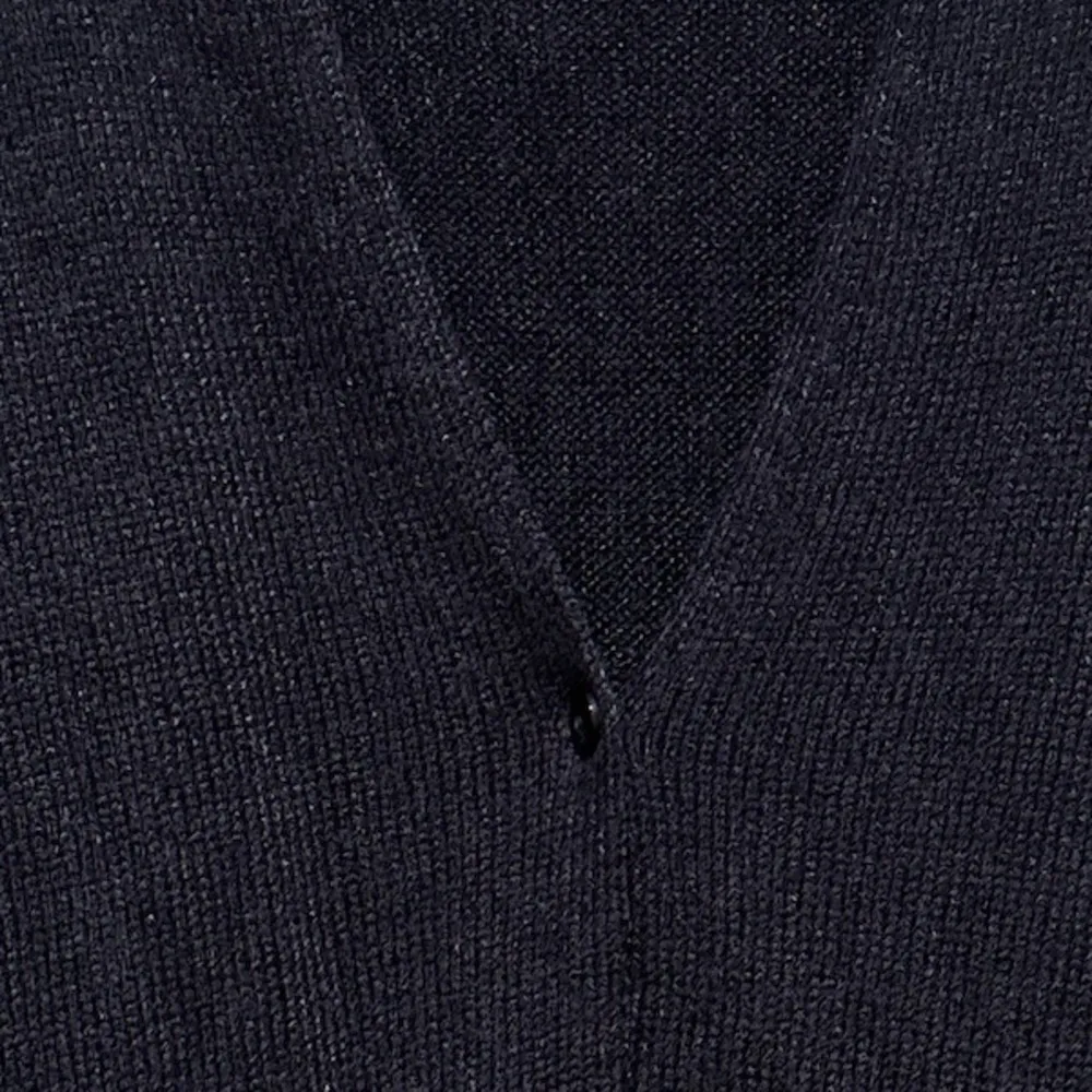 EILEEN FISHER NAVY BLUE CROP LONG SLEEVE CARDIGAN SWEATER L - Image 4