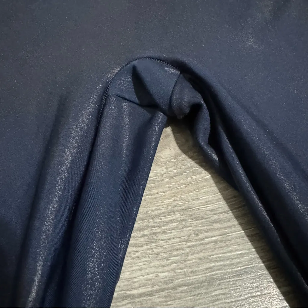 SPANX Women‎ Navy Blue Faux Leather Leggings Sz M with Blue and Teal Stripes 7/8 - Image 7