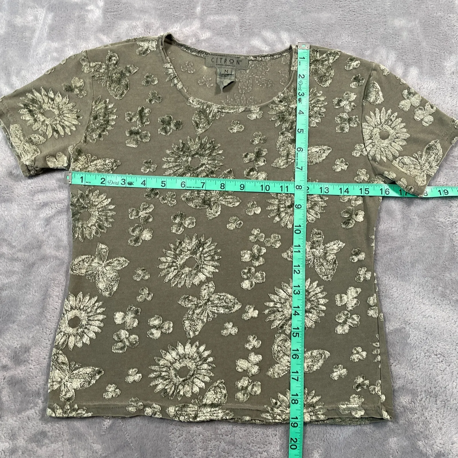 Citron Santa Monica Shirt Medium Green Cropped 90s Fairy Grunge Whimsy Indie - Image 7