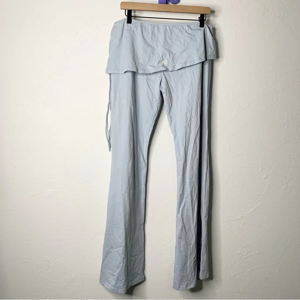 MOTEL ROCKS XL NEW JACIE FLARE TROUSER OVERSKIRT LIGHT BABY BLUE Y2K 2000s - Image 4