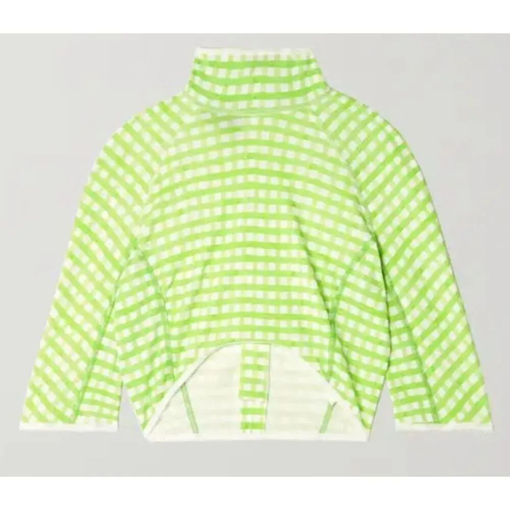 Jacquemus  Tuba cropped gingham jersey turtleneck top - Image 6