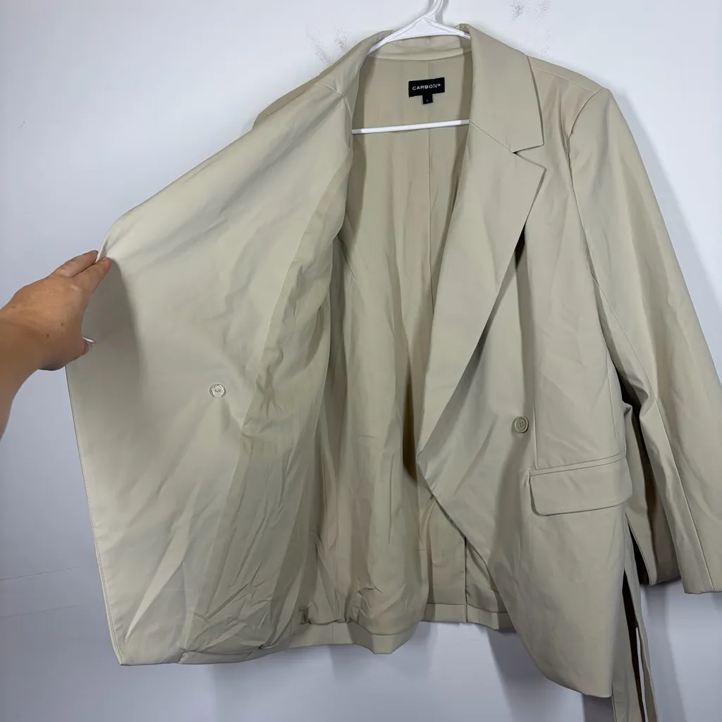 Carbon38 Khaki Belted Blazer Size Large - Image 9