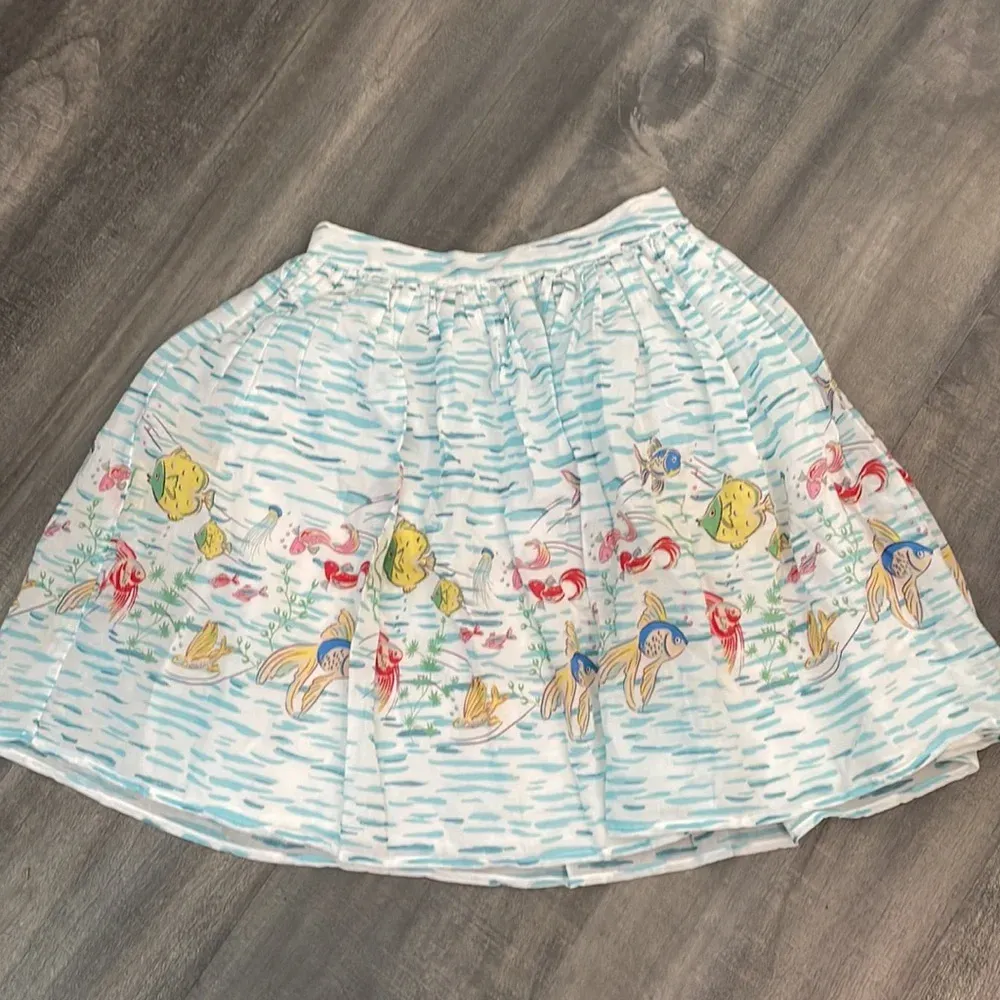 Cath Kidston Ocean Fish Full Skirt White Size 4 - Image 5