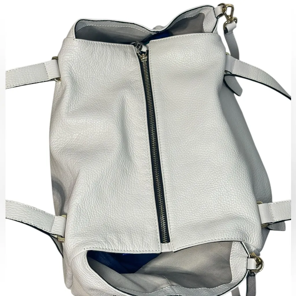 Gianni Chiarini Cream Pebbled Leather Tote Shoulder Crossbody Bag Zip Top Tan - Image 7