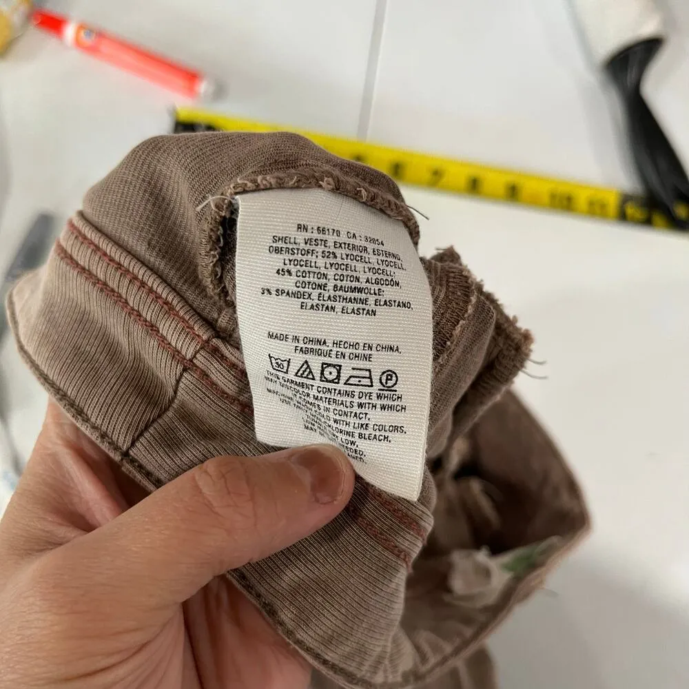 Anthropologie Tapered Utility Casual Pants Womens 28 Taupe Ankle Button Cotton - Image 6