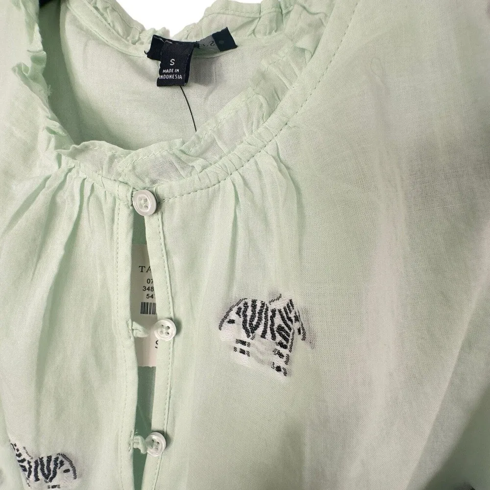 Talbots Shirt Womens Small Green Embroidered Zebras Sleeveless Cotton Tank Top - Image 5