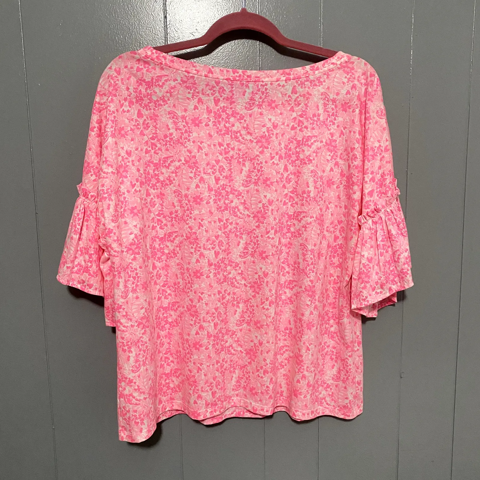 Lilly Pulitzer Pink Shandy Invest A Gator Ziva Bell Sleeve Preppy Relaxed Top XL - Image 5