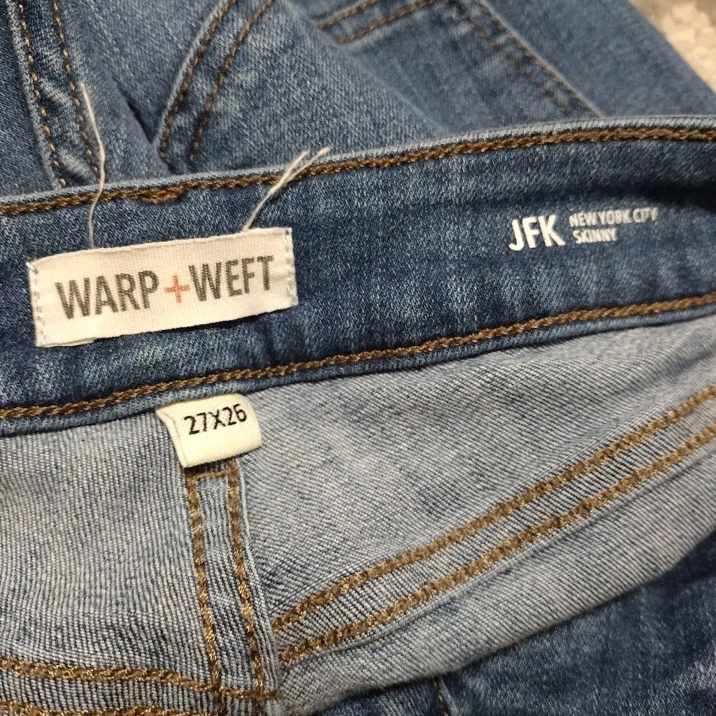 Warp+Weft JFK New York City High Waisted Skinny Jeans Blue Size 27 - Image 3