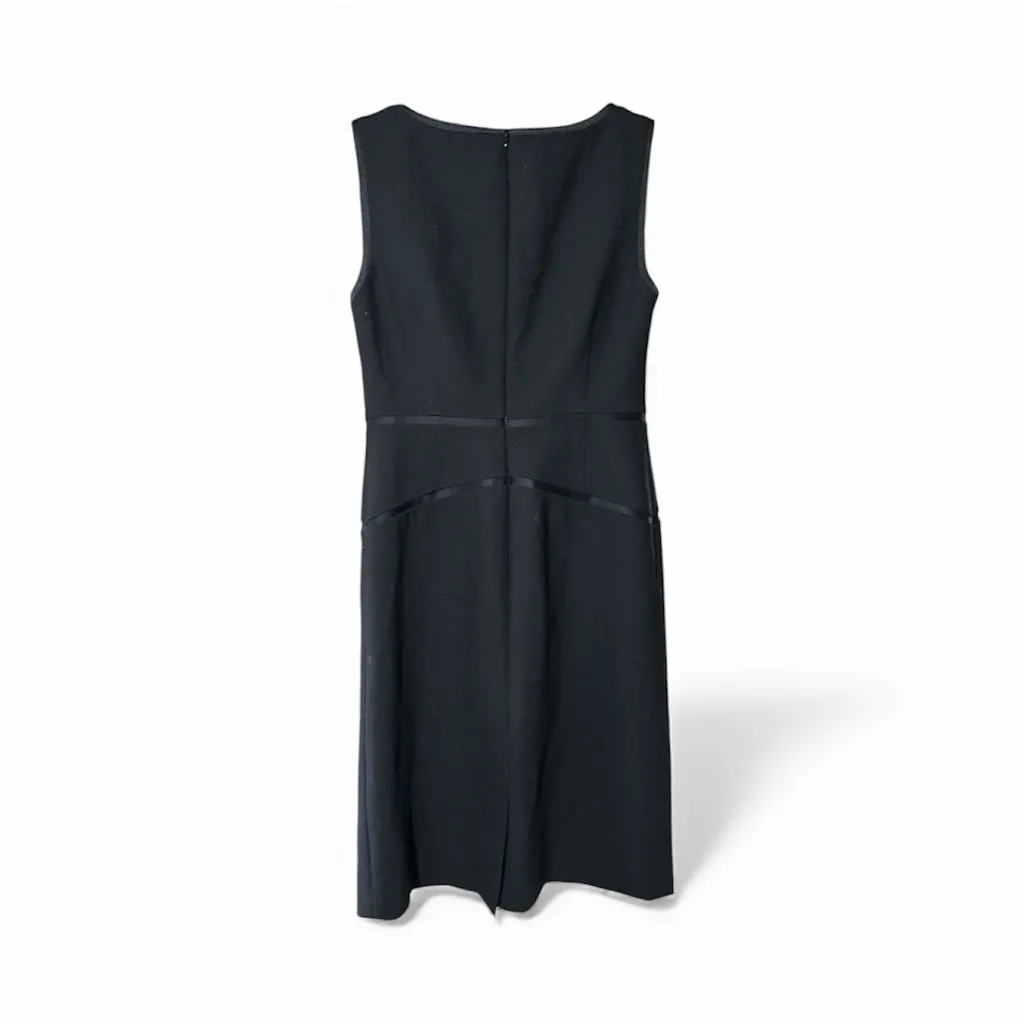 Tory Burch black tuxedo satin trim wool crepe cocktail dress Size 6 - Image 5