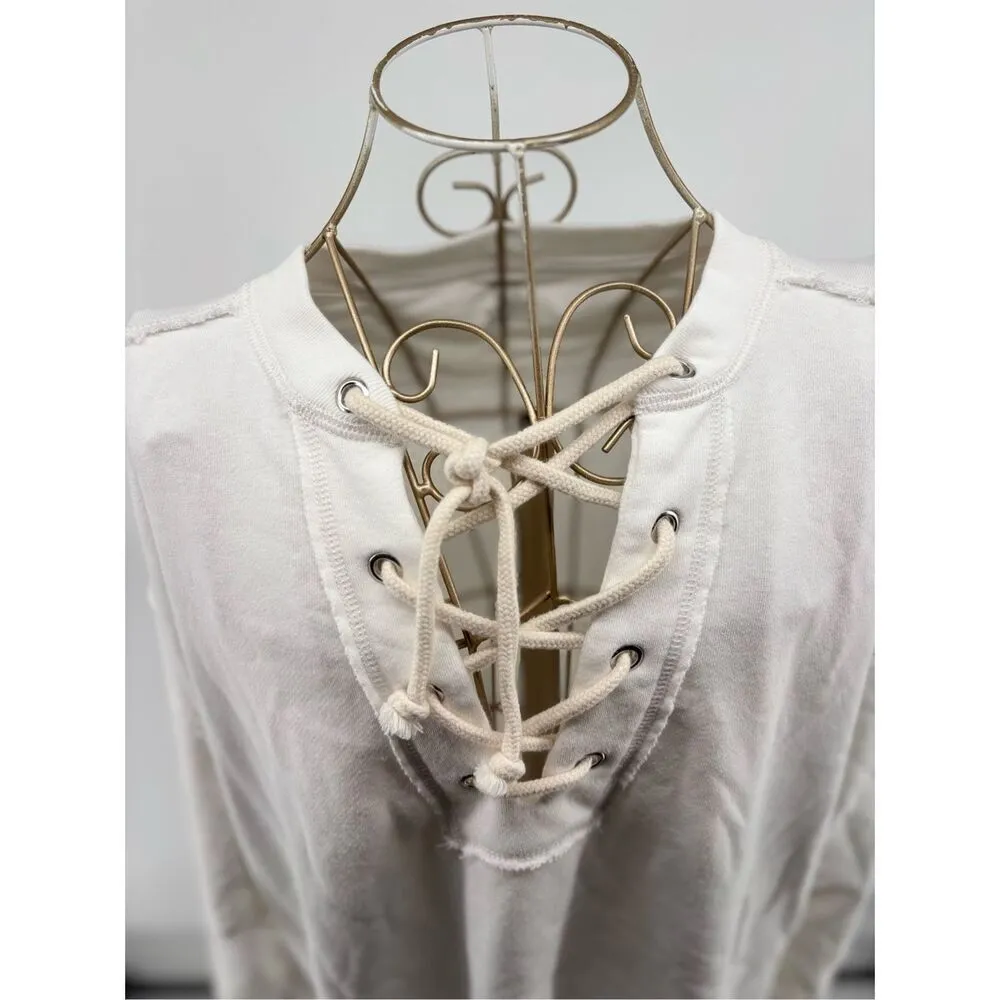 Aerie white lace up long sleeve pullover size XS - Image 7