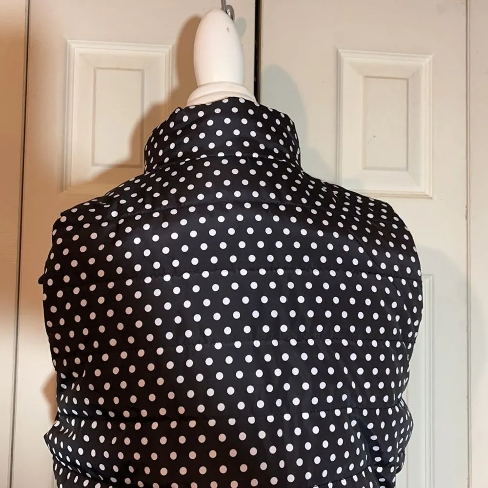 Michael Michael Kors Black Quilted Puffer Vest White Polka Dots M - Image 13