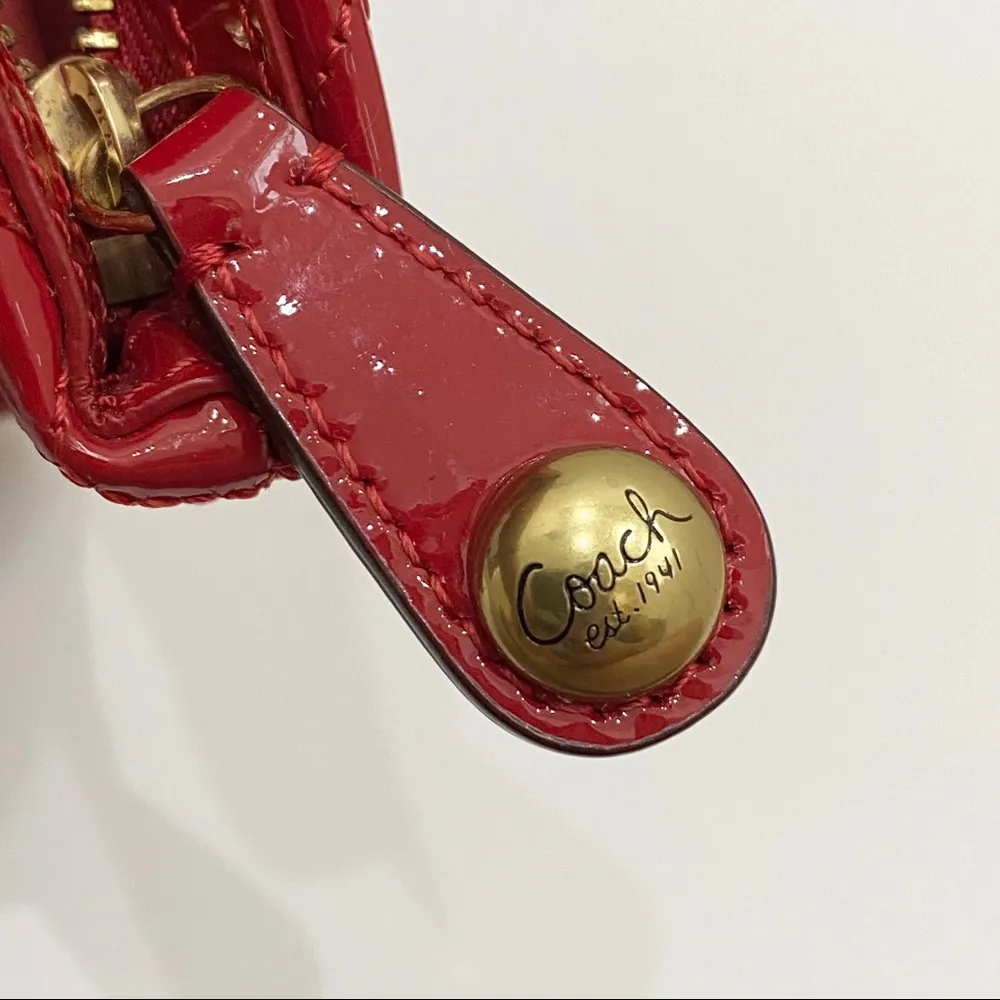 COACH 42965 Gramercy Red Embossed Patent Leather Wristlet Clutch Bag - Image 13