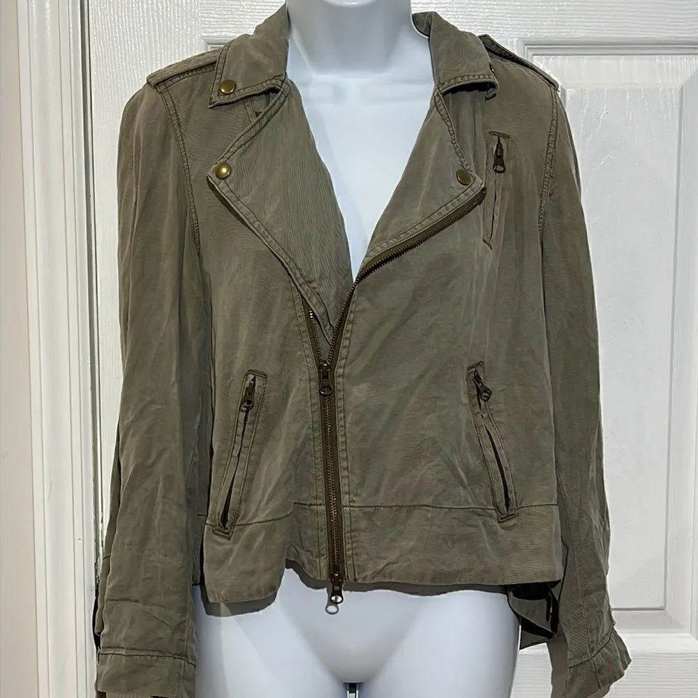 Pistola Revolve Bowie Moto Swing Jacket 100% Tencel Hi-Lo Hem Military size S - Image 5