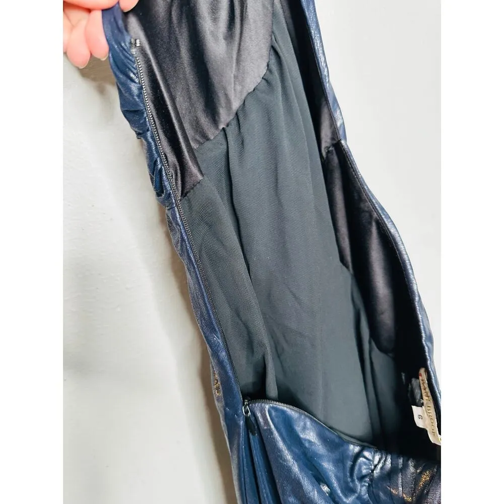 RAMY BROOK Silver Blue Gunmetal A-Line Strapless Destiny Gown Dress Size 6 - Image 10