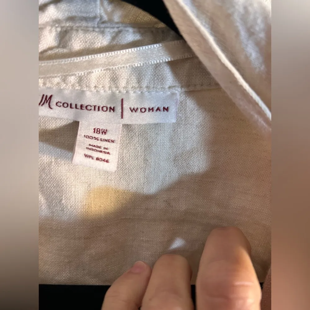 JM Collection Linen Cardigan Jacket in Cream Ecru 18W pockets 100%linen open - Image 3