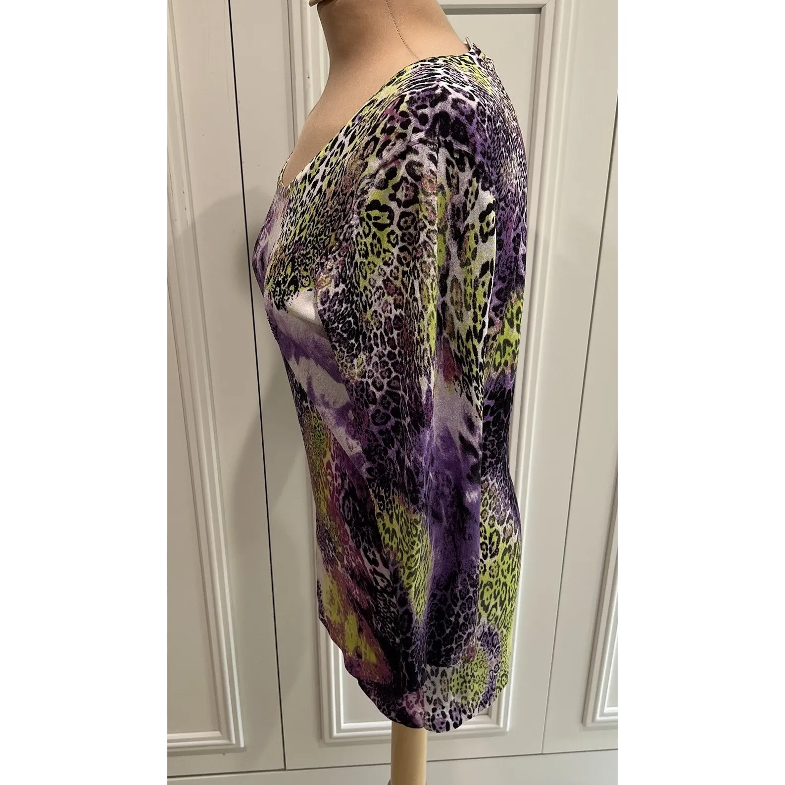 Vintage‎ Alberto Makali Animal Print Top Multi Color Y2K 90s Artsy - Image 5