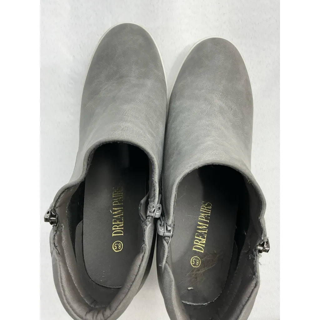Womans Dream Pairs Fashion Sneakers 8.5 Gray Side Zip Wedge Ankle - Image 6