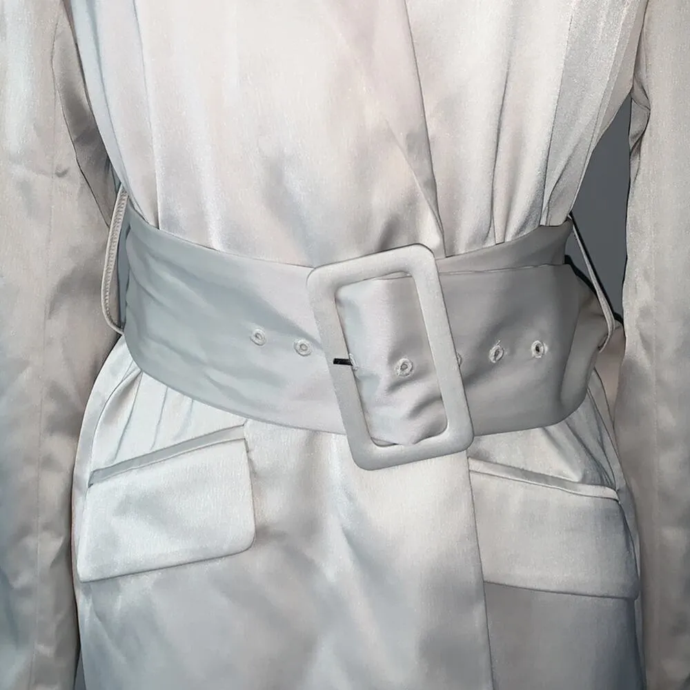 House of Harlow 1960 Cream Satin Belted Blazer Jacket Sz S - Image 3