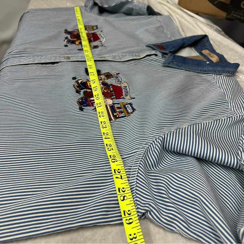 Blue White Stripe top Embroidery 22w/24w 100%cotton county pumpkin denim collar - Image 9