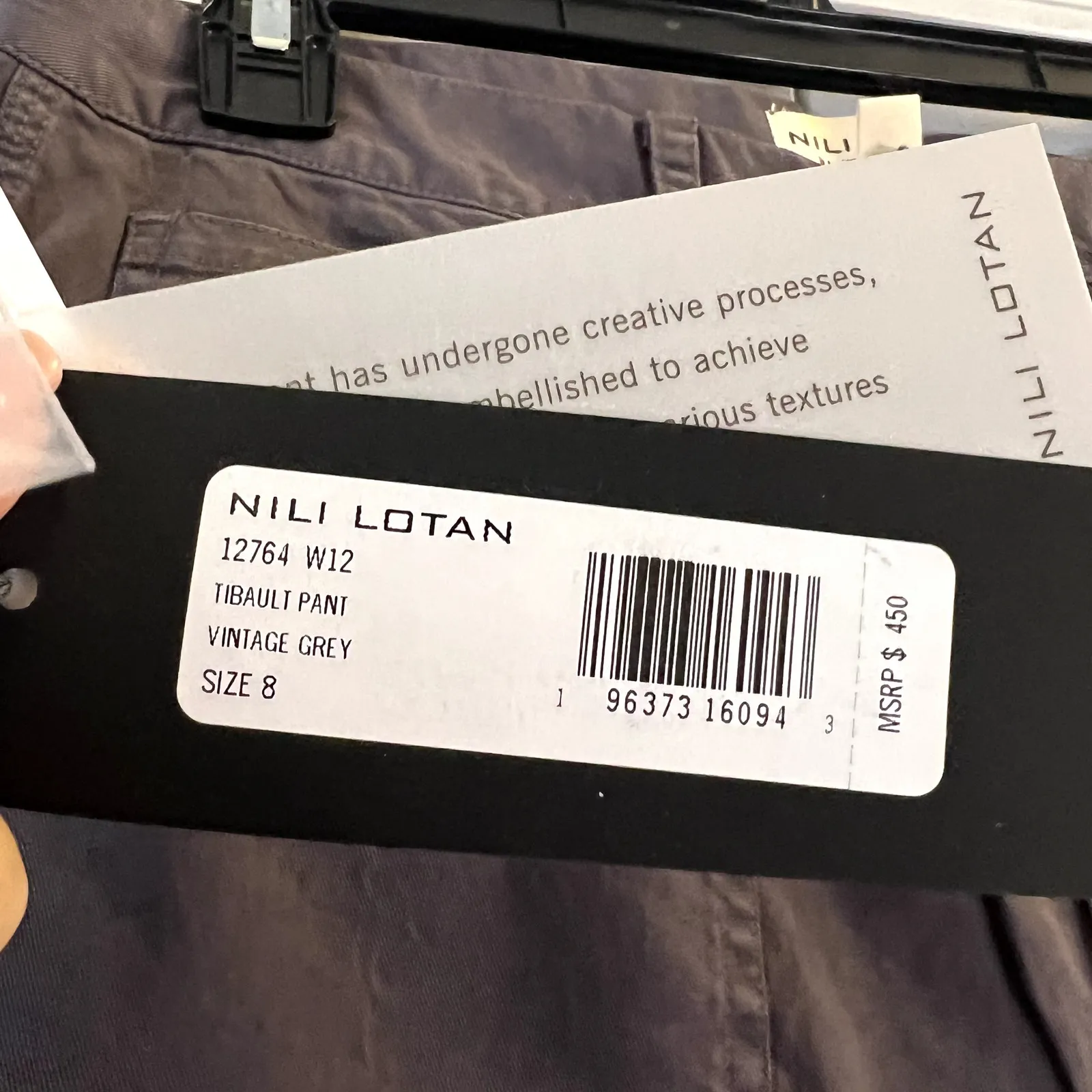 Nili Lotan Tibault Vintage Gray Cargo Pants Size 8 Made in USA NWT - Image 4