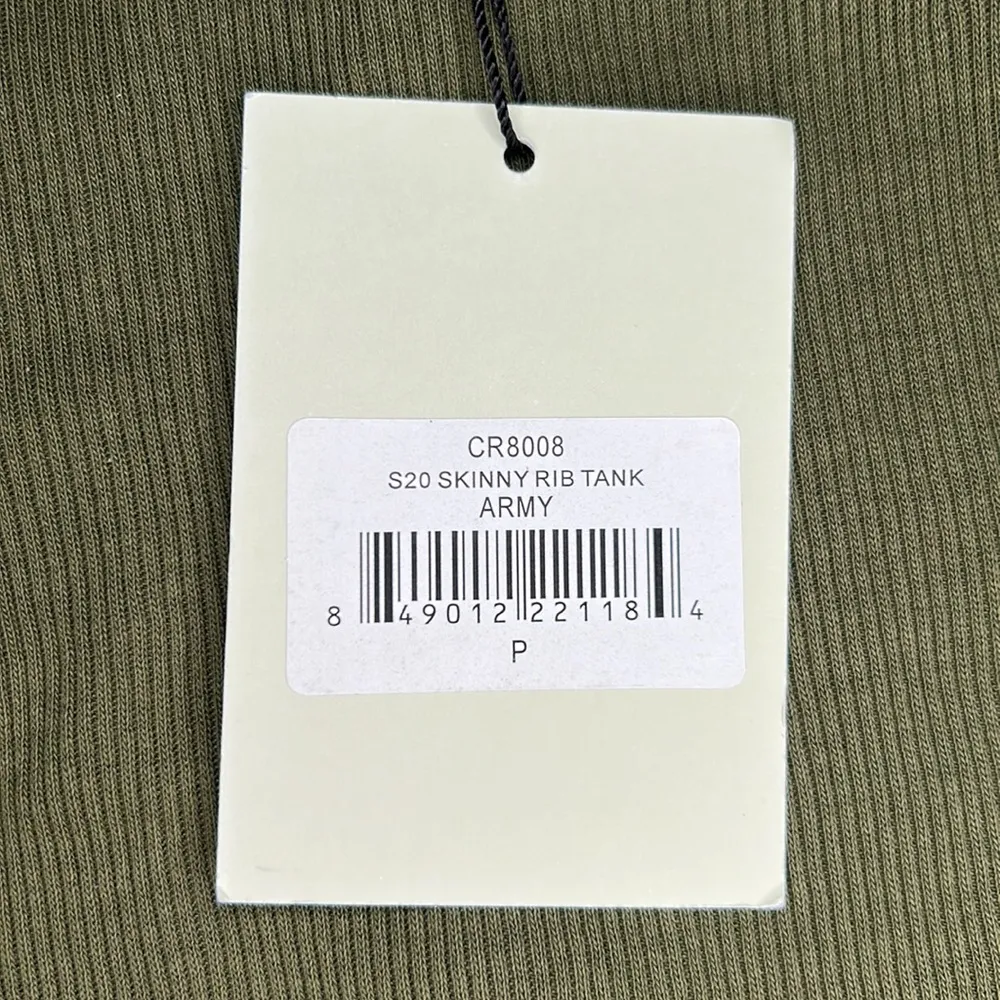 Pam & Gela Skinny Rib Tank in Army NWT Size P Extra Small - Image 7