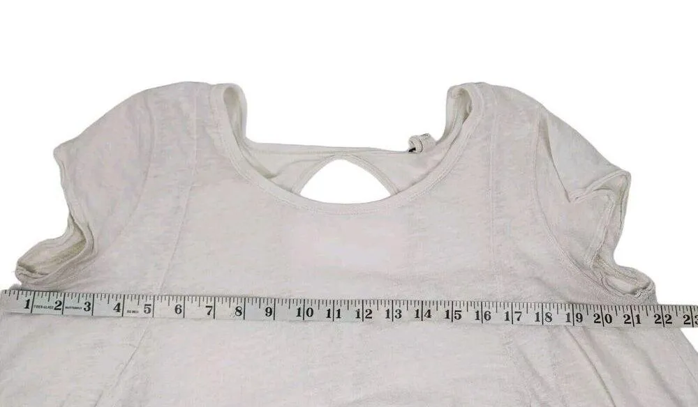 Free People We the Free Ivory Linen Blend Sylvie Keyhole Trapeze Fit Tee Size PS - Image 7